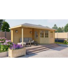 Blokhut - Tuinhuis Niklas Met Overkapping. Afmeting B575xD250