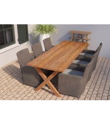 Tuintafel Rustiek Teak Met Kruispoot L350xB100xH78 CM